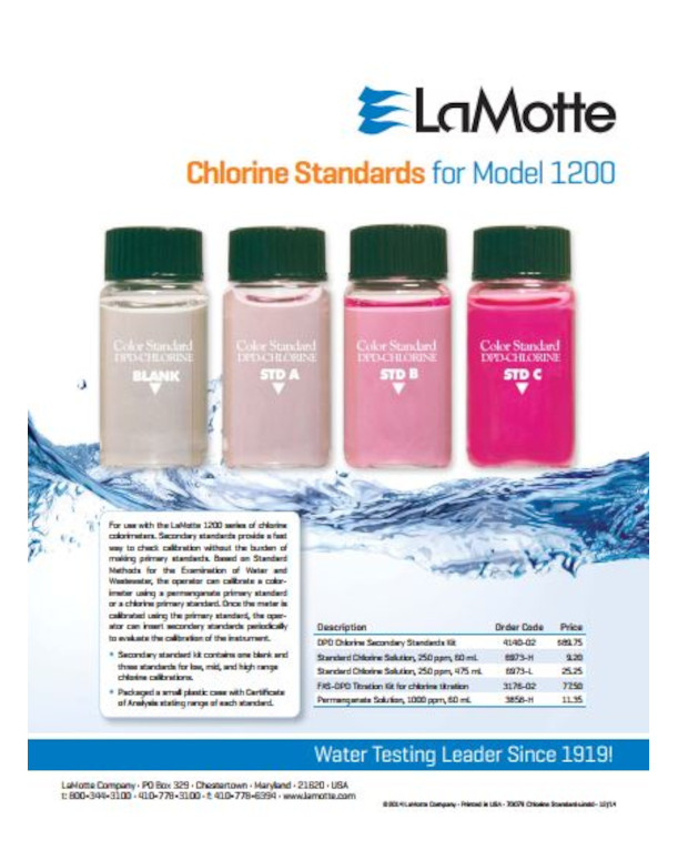 Lamotte water chlorine standards